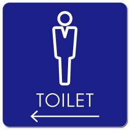 トイレ 御手洗 TOILET トイレマーク L2男 左 矢印 ピクトサイン マグネットステッカー マグネット 強力 正方形 13x13cm サイン インテリア 施設 案内