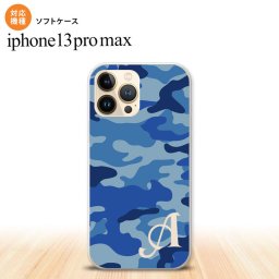 iPhone13ProMax iPhone13 Pro Max ケース ソフトケース ウッドランド 迷彩 A 青 +アルファベット iPhone13 プロ マックス 6.7インチ おしゃれ かわいい メンズ レディース キッズ デザインたくさん nk-i13pm-tp1152i