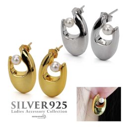 パールピアス シルバー925 貝パール 1粒 スタッドピアス 両耳用 2点セット ラウンド 幾何学 ゴールド シルバー 人気 オシャレ お洒落 女子 レディース 金属アレルギー対応 イヤリング 女性