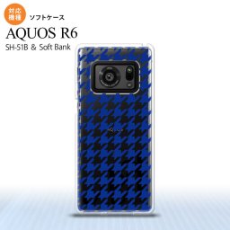 SH-51B AQUOS R6 AQUOS R6 スマホケース ソフトケース 千鳥 格子 大 青 クリア メンズ レディース nk-r6-tp921