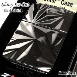 ZIPPO アーマー シャイニーアイスカット ブラックニッケル ジッポ ライター かっこいい  両面加工 重厚 おしゃれ メンズ ギフト プレゼント