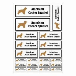 ドッグ ステッカー アメリカンコッカースパニエル ブラック＆ホワイト A4サイズ まとめて詰め合わせ サイズ別 長方形 21枚セット 犬種別 シール カーステッカー 愛犬 キャンプ 持ち物 ドッグフード用 屋外 屋内 防水 かわいい おしゃれ