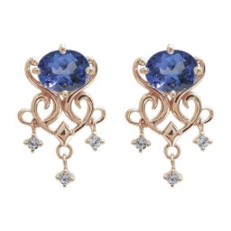 タンザナイト ピアス 18金 ピアス 揺れる レディース シャンデリアピアス 18k ピンクゴールド スタッドピアス おしゃれ 女性用 ジュエリー プレゼント 母の日 2024