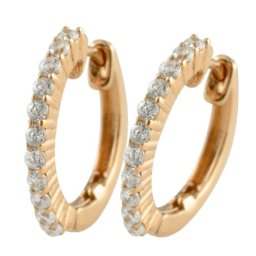 18金 レディース フープピアス ダイヤモンド ピアス ピンクゴールドk18 ダイヤピアス ゴールド k18 中折れ ハーフエタニティー フープ 18k 天然石 クリスマス