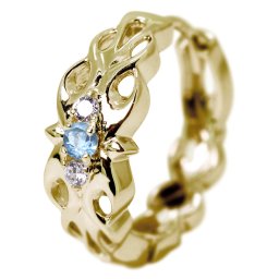 18金 フープピアス メンズ ゴールド 片耳 ピアス フープ 中折れ式 18k クロス トライバル 11月誕生石 ブルートパーズ