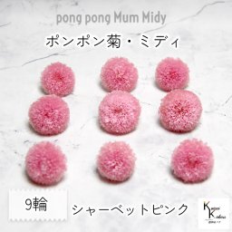 大地農園！ プリザーブドフラワー 「ポンポン菊・ミディ シャーベットピンク 9輪 (1箱)」プリザ ドライフラワー 花材 装飾 ハーバリウム おしゃれ かわいい プレゼント 贈り物 オオチノウエン