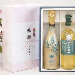 実りの秋の贈り物 感謝の贈り物ボックス 辛口スプマンテスパークリングワインと国産ワインセット(長野県産葡萄使用 ナイアガラ白ワイン やや甘口(山梨県)720mlフィリペッティ ゴールド ブリュット (イタリア) 750ml