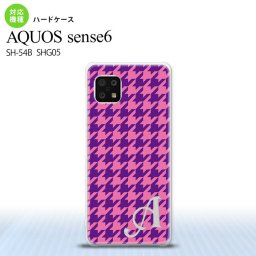 SH-54B SHG05 AQUOS sense6 スマホケース ハードケース 千鳥 格子 大 紫 +アルファベット メンズ レディース nk-sens6-922i