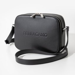 サルヴァトーレ フェラガモ Salvatore Ferragamo ショルダーバッグ 241465 769 597 メンズ バッグ カメラケース ロゴ シンプル コンパクト お出かけ レザー 旅行 無地 プレゼント ギフト 鞄 お祝い Camera case with shoulder strap ブラック