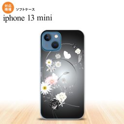 iPhone13mini iPhone13 mini ケース ソフトケース 花柄 ミックス A 黒 iPhone ミニ 5.4インチ  おしゃれ かわいい メンズ レディース キッズ デザインたくさん nk-i13m-tp271