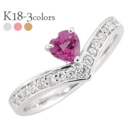 ロードライトガーネット 1月誕生石 ハート リング ダイヤモンド 0.17ct 18金 k18 18k イエローゴールド ピンクゴールド ホワイトゴールド エタニティリング V字 Vライン ハーフエタニティリング 指輪 レディース ジュエリー アクセサリー プレゼント ギフト 人気 おすすめ