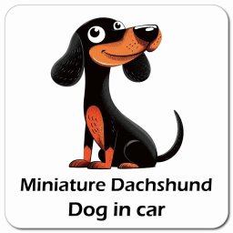 名入れ可 Miniature Dachshund ミニチュアダックスフンド カーサイン 車 マグネット 強力 13x13cm 正方形 アメリカン カートゥーン スタイル アニメ風 マグネットステッカー 犬 安全対策 煽り運転 屋外 防水 屋内