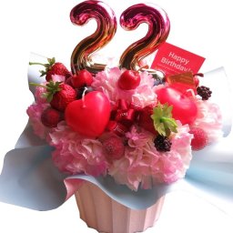 誕生日プレゼント 22歳 22周年 花束風フラワーアレンジメント ご希望数字入り （２ケタまで）記念日 生花使用 恋人 彼女 奥様 妻 ◆結婚記念日 誕生日プレゼント 周年お祝い