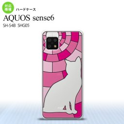 SH-54B SHG05 AQUOS sense6 背面ケース ハードケース カバー ステンドグラス風 猫 ピンク ステンドグラス風 センス6 大人かわいい 大人かっこいい 透けてる nk-sens6-sg36