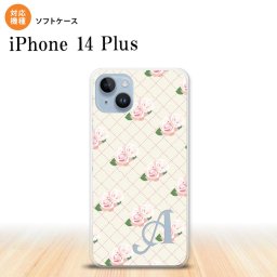 iPhone14 plsu iPhone14 plsu スマホケース 背面ケースソフトケース 花柄 バラ 編み ベージュ +アルファベット 2022年 10月発売 nk-i14pl-tp264i