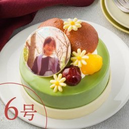 ホワイトチョコと小豆の抹茶金時風ケーキ　写真ケーキ ガトー抹茶 6号 18cm
