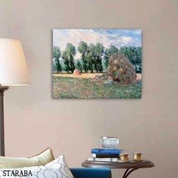 クロード モネ 積みわら パネル 40cm×50cm 名画 絵画 インテリア  油絵 風景画 壁掛け 装飾 ホテル カフェ リビング ファブリック アートパネル プレゼント 母の日 送料無料