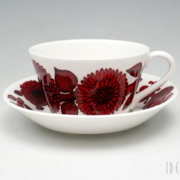 【復刻版】 グスタフスベリ レッドアスター 496-08/3 ティーカップ＆ソーサー GUSTAVSBERG Red Aster ギフト 結婚祝い プレゼント 贈り物 食器