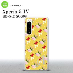 Xperia 5 IV Xperia5 IV スマホケース 背面ケース ハードケース 花柄 バラ リボン 黄 +アルファベット 2022年 10月発売 nk-xp54-263i