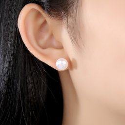 ピアス 両耳用 淡水パール ホワイト シルバー925 シルバー スタッド 大粒 一粒 シンプル 上品 エレガント 大人 きれいめ 4mm 6mm 8mm 10mm pe0314
