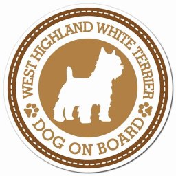 WEST HIGHLAND WHITE TERRIER ウエストハイランドホワイトテリア ブラウン 肉球 カーサイン 車 マグネットステッカー 犬 マグネット 強力 直径13cm 丸型 おしゃれ かわいい ドラレコステッカー 安全対策 危険運転 煽り運転 アニマル 動物 犬種別 屋外 防水 屋内 肉球マーク