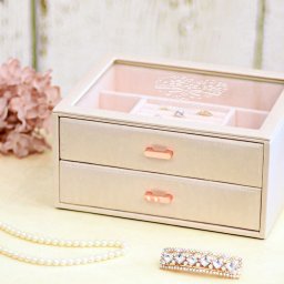 【名入れオリジナルギフト】ジュエルケース ピンク 2段 引き出し収納