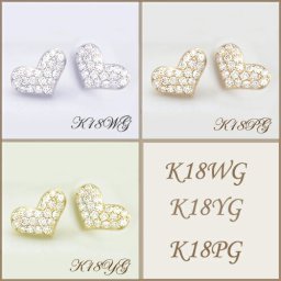【高級仕様K18ＷG(約)1.90g】K18YG/PG/WG【0.5ct】ダイヤモンドハートパヴェピアス『ミルフィーハートパヴェ HeartPave』 ［SIクラス］透明感溢れるダイヤモンド 可愛い プレゼント 記念日 結婚記念日 贈り物 母の日ギフト【送料無料】   LP-0352B