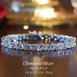 ブレスレット レディース メンズ ブランド 太め シルバー テニスブレスレット プラチナ 仕上 19 17.5 16cm ダイアナ トリリアントカット 金属アレルギー 対応 彼女 母の日 誕生日 プレゼント 女友達 ギフト 20代 30代 40代  50 代 