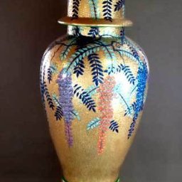 【有田焼 陶芸家 藤井錦彩作】有田焼美術品  染錦黄金藤絵飾り特大沈香壺 （伝統工芸品・花瓶・壺・壷・法人ギフト）