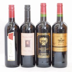 フランス×イタリア赤ワイン4本セット(カルディヴァルルージュ(フランス) シャルヴィーユ ルージュ(フランス) ミケランジャロ ロッソ(イタリア) ブルーサ ロッソ(イタリア)) 750ml×4本