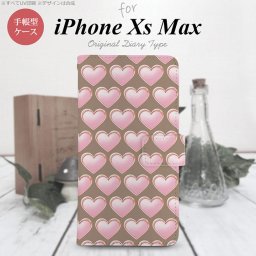 iPhone XS Max 手帳型 スマホ ケース カバー アイフォン ハート（C） 茶【アイフォーン XS マックス,iPhone,XS,Max,メール便 送料無料】