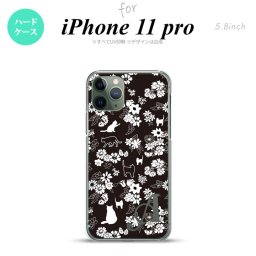 iPhone11Pro iPhone11 Pro スマホケース ハードケース 猫 花 黒 +アルファベット メンズ レディース nk-i11p-1725i