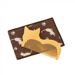 つげ櫛 猫 ねこ 椿油 日本製 携帯用 巾着付き ねこねこスタイルくし CT-02 ヘアケア 艶髪 くし 静電気防止 かわいい おしゃれ ギフト プレゼント 母の日