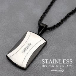 ステンレス 幾何学模様 存在感 マットシルバー ドッグタグネックレス ペンダント メンズネックレス プレートネックレス ロープチェーン付き 男性
