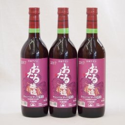 生葡萄酒 日本産葡萄100%使用 おたる醸造 キャンベルアーリ辛口赤ワイン(北海道)720ml×3