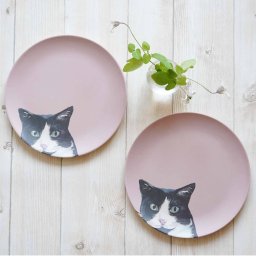 【お皿2枚セット】Cat Pink 竹ファイバープレート 2枚セット