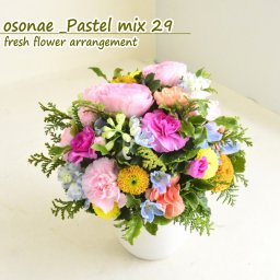 送料無料 夏ギフト 花 フラワーアレンジメント 生花 お供え お供 ご挨拶 ギフラワーギフト 送料無料 アレンジメント おくやみ お悔み お供花 フラワーギフト 綺麗 仏前 パステル ミックスカラー カーネーション 土日発送  a-s ng