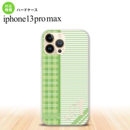 iPhone13ProMax iPhone13 Pro Max ケース ハードケース チェック ボーダー 緑 +アルファベット iPhone13 プロ マックス 6.7インチ おしゃれ かわいい メンズ レディース キッズ デザインたくさん nk-i13pm-1603i