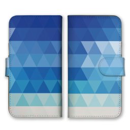 ＼全機種対応／ スマホケース 手帳型 スマホカバー 手帳タイプ スマートフォン ケース カバー モザイク トライアングル ブルー かわいい おしゃれ かっこいい カードホルダー付き カード収納 合皮 合成レザー