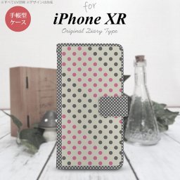 iPhoneXR iPhone XR 手帳型スマホケース カバー ドット 水玉 グレー ピンク  nk-004s-ipxr-dr1649