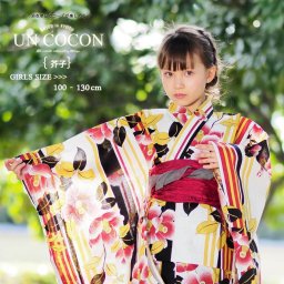 子供浴衣　こどもゆかた　子供ゆかた　古典柄　旅館　単品　キッズ　キッズ浴衣　子供　浴衣　女の子浴衣　１００　１１０　１２０　１３０　モダン　レトロ　ホワイト　白　レッド　赤　イエロー　黄　椿