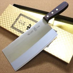 【関の刃物】【中華包丁 19.5cm(195mm) 】正広 角小型 薄口 本割込三合鋼 MV-85 モリブデンバナジウム SUS 410L ローズウッドハンドル【国産日本製】 送料無料(※一部地域を除く)