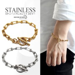 チェーンブレスレット レディース ゴールド シルバー 馬蹄 ホースシュー 18K GP K18 ステンレス マンテル 金属アレルギー対応 18cm 21cm 女性