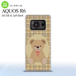 SH-51B AQUOS R6 AQUOS R6 スマホケース ハードケース くま チェック 茶 メンズ レディース nk-r6-751