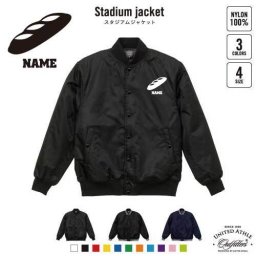 フランスパン 名入れスタジアムジャケット（中綿入） スタジャン スタジアムジャンパー 左胸ワンポイント野球 ベースボール スポカジ アメカジ ブラック ネイビー ストリート ブルゾン アウターbread、パン屋さん