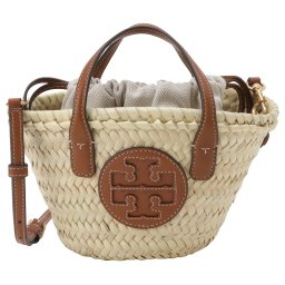 トリーバーチ TORY BURCH バッグ ハンドバッグ トートバッグ ショルダーバッグ かごバッグ 90863 928 bbtb00202l ELLA STRAW MINI BASKET エラ ストロー ミニ バスケット NATURAL/CLASSIC CUOIO ナチュラル+ブラウン系