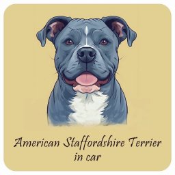 名入れ可 ドッグ カーステッカー イラスト付 Dog in Car アメリカンスタッフォードシャーテリア Aタイプ セーフティサイン 犬種別 正方形 13x13cm シール リア あおり運転対策 Dog Sticker 屋外 屋内 防水 安全対策 カーサイン