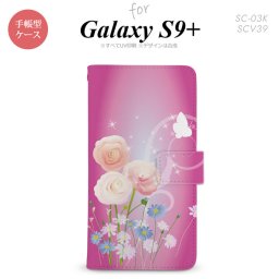 Galaxy S9+ SC-03K SCV39 手帳型 スマホケース ギャラクシー 花柄・ミックス（C） ピンク【ギャラクシー S9プラス,Galaxy,S9+,SC-03K,SCV39,docomo,ドコモ,メール便 送料無料】