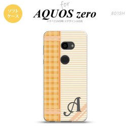 AQUOS zero アクオス ゼロ 801SH スマホケース カバー ソフトケース チェック・ボーダー オレンジ イニシャル 対応 nk-801sh-tp1602i[スマホ,スマホケース,スマホカバー,ケース,カバー,ジャケット]