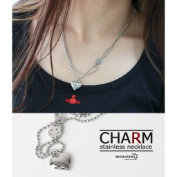 チェーンネックレス ステンレス レディース ベネチアンチェーン ボールチェーン シルバー ベネチアン ボール 金属アレルギー対応 ハート スマイル 女性 ペンダント